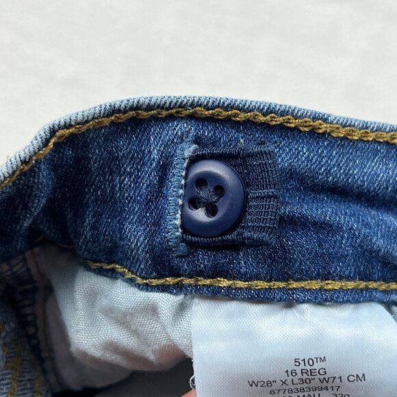 Levi's 510 Skinny Blue Jeans Size 16 Reg 28x30 Stretch Denim Adjustable Boys Kid - Picture 9 of 16